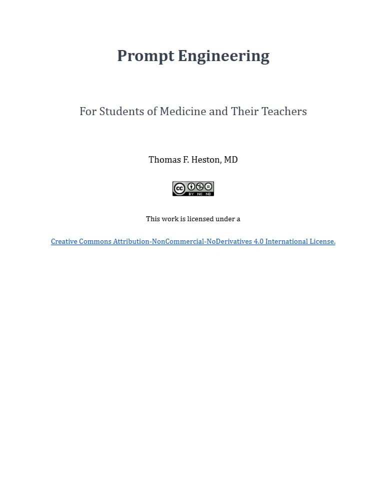 کتاب Prompt Engineering for Students of Medicine and Their Teachers (مهندسی پرامپت برای دانشجویان پزشکی و استادان آن‌ها) نسخه انگلیسی PDF | توماس اف. هستون
