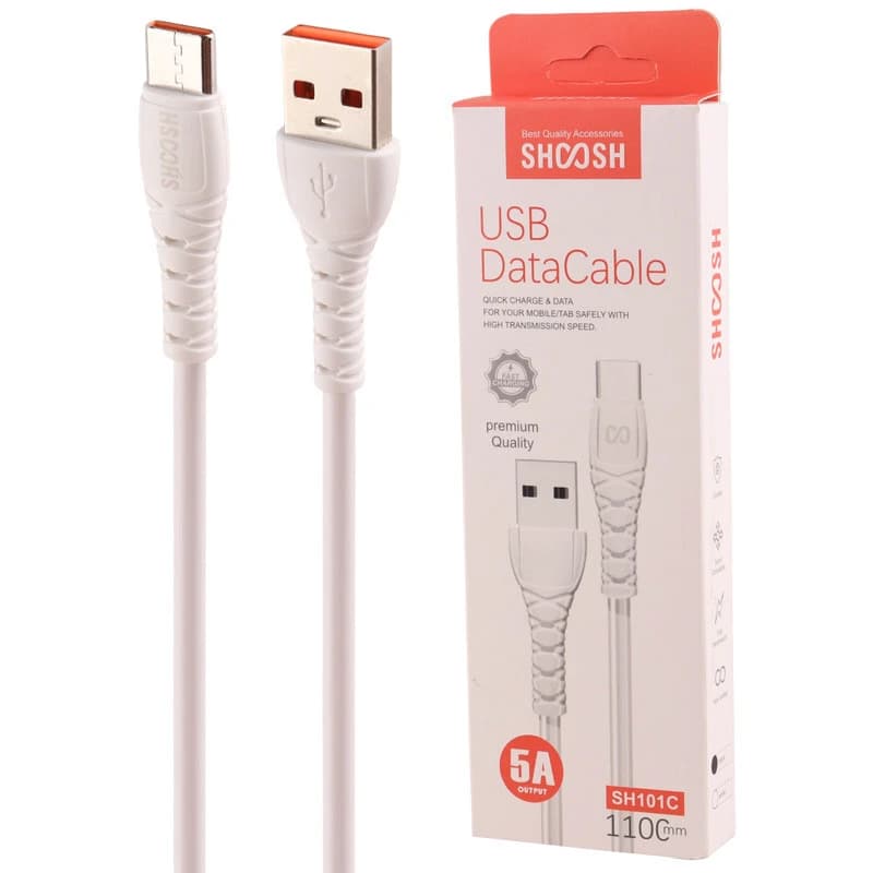 کابل تایپ سی فست شارژ 5 آمپر شوش SH101C طول 1.1 متر
