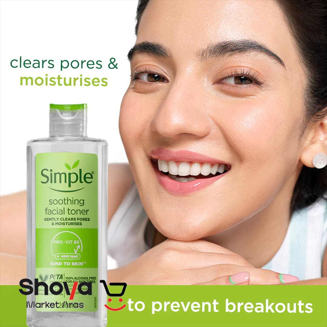 تونر صورت سیمپل Simple مدل Soothing Facial مناسب انواع پوست حجم 200 میلیلیتر — تصویر ۳
