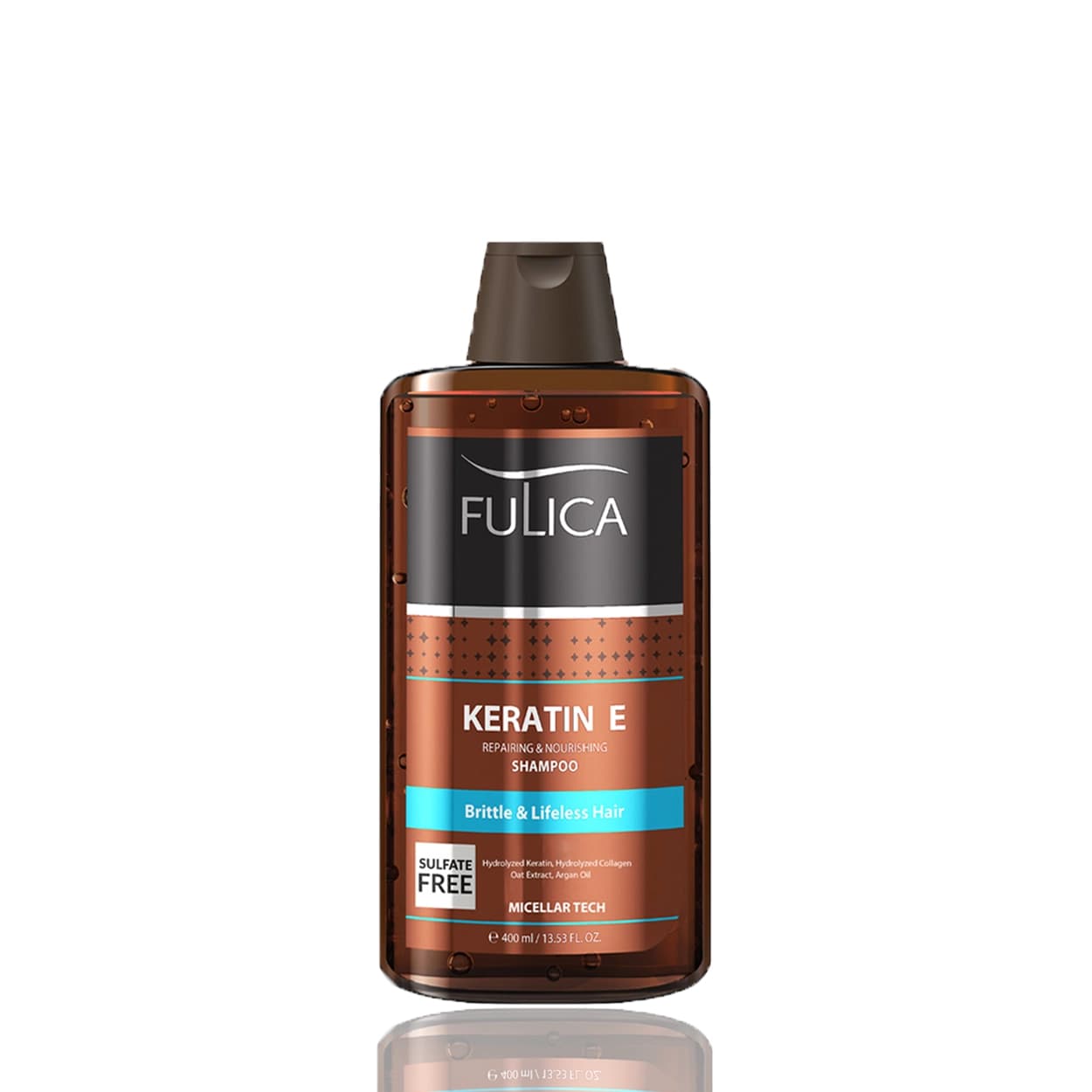 شامپو مو فولیکا تقویت کننده و ترمیم کننده ساقه مو کراتین E و روغن آرگان فاقد سولفات Fulica Sulfate-Free Daily Strengthening & Nourishing Shampoo with Keratin E کد 181