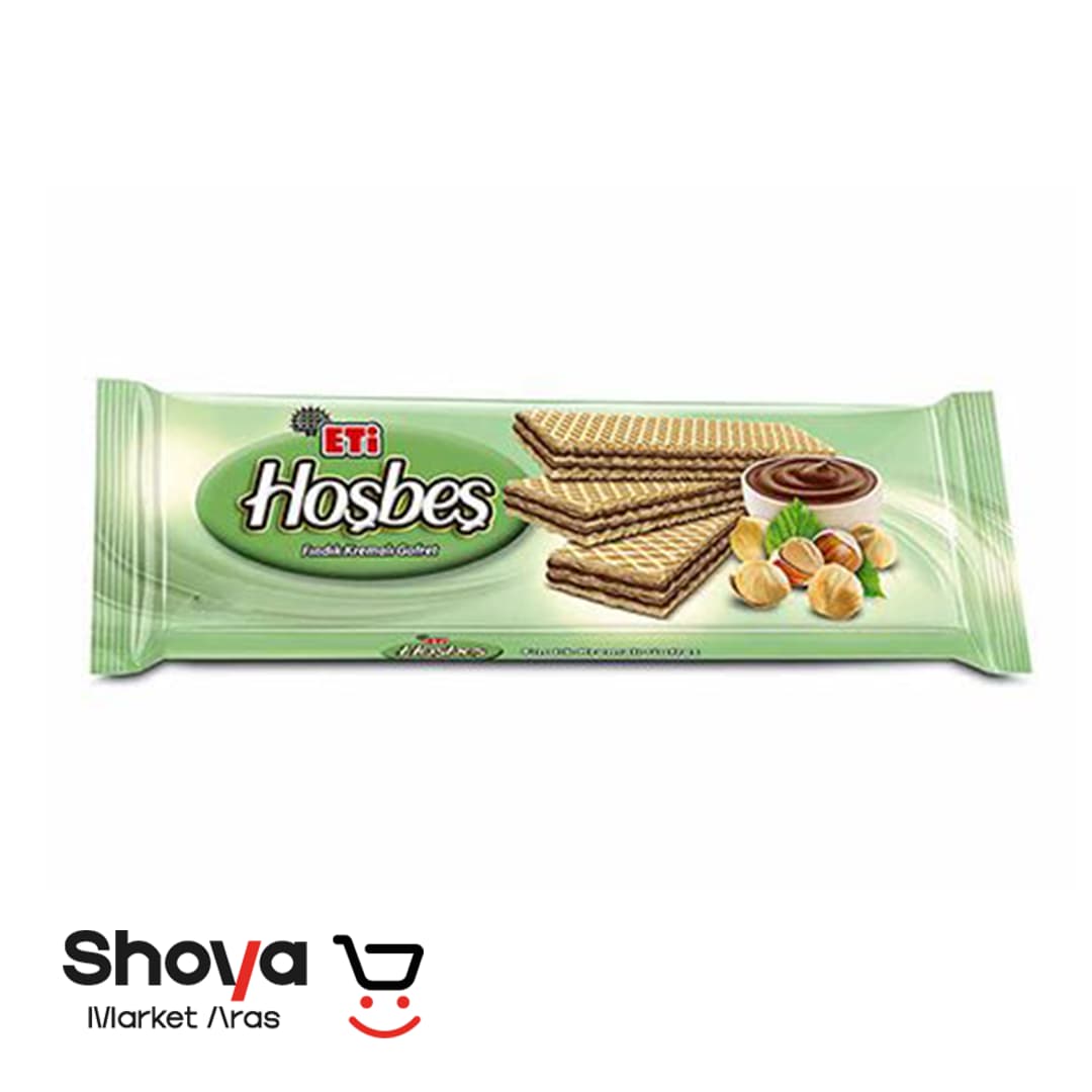 ویفر هوش بش Hosbesh اتی ETi با مغز فندق و کارامل وزن 142 گرم