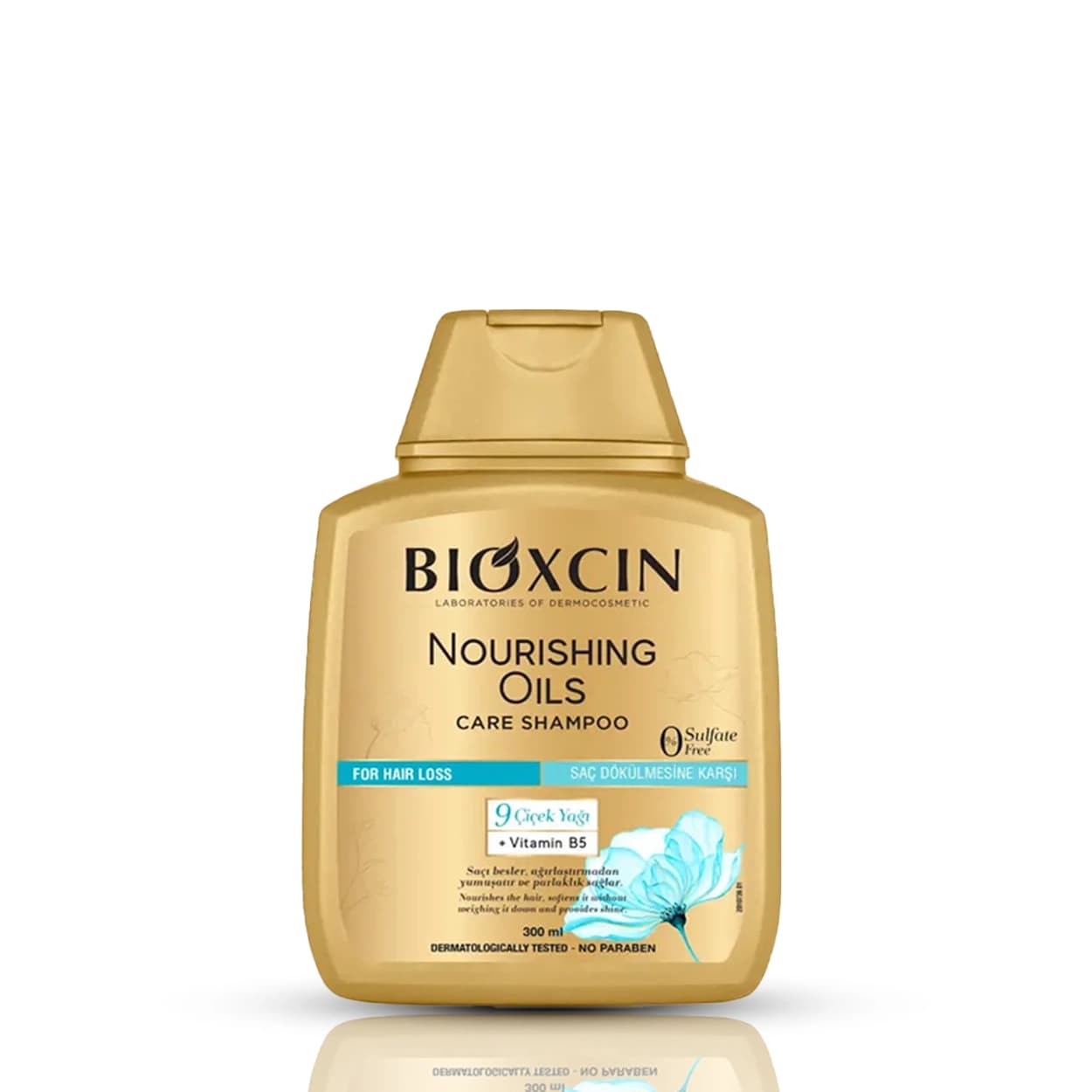 شامپو مو بیوکسین طلایی فری سولفات روغن 9 گیاه ضد ریزش مخصوص موهای خشک مدل Bioxcin Nourshing Oils Shampoo 300Ml کد 168