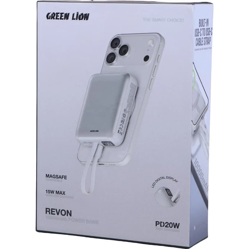 پاور بانک بی سیم فست شارژ گرین لاین Revon GL-PX57 GNRVN10PB PD 22.5W ظرفیت 10000 میلی آمپر ساعت — تصویر ۸