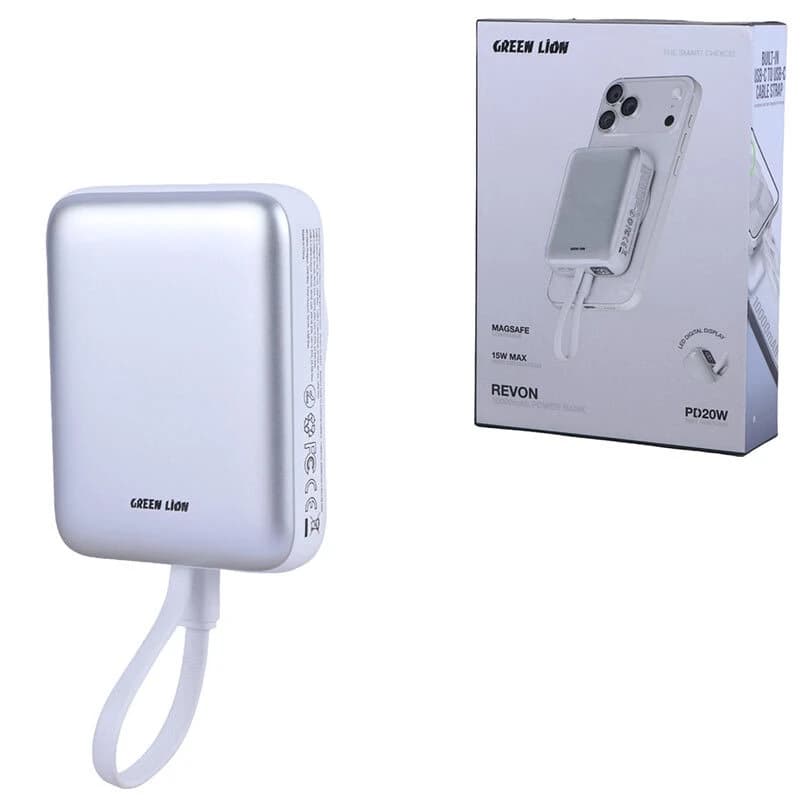 پاور بانک بی سیم فست شارژ گرین لاین Revon GL-PX57 GNRVN10PB PD 22.5W ظرفیت 10000 میلی آمپر ساعت — تصویر ۳