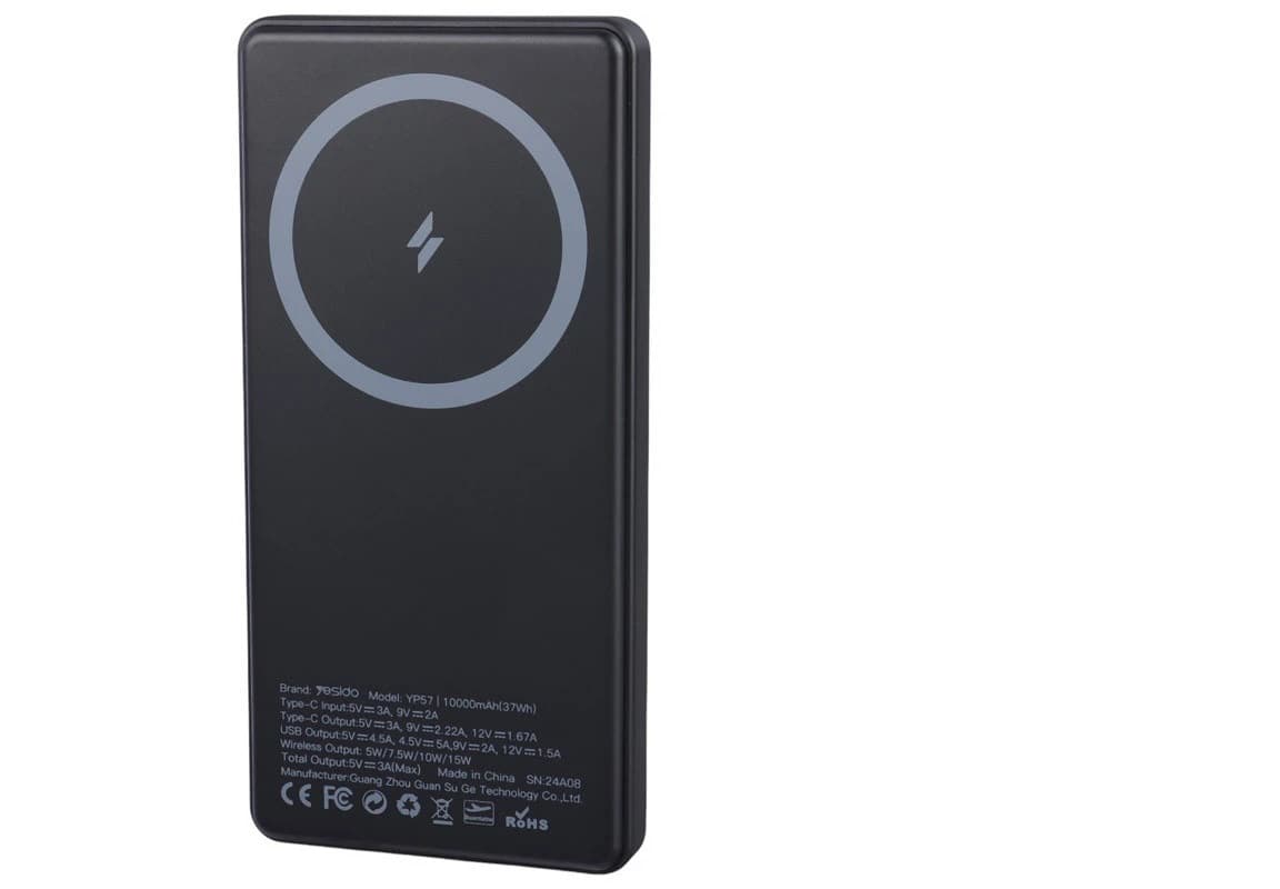 پاور بانک بی سیم فست شارژ یسیدو YP57 QC3.0 PD 22.5W ظرفیت 10000 میلی آمپر ساعت — تصویر ۲