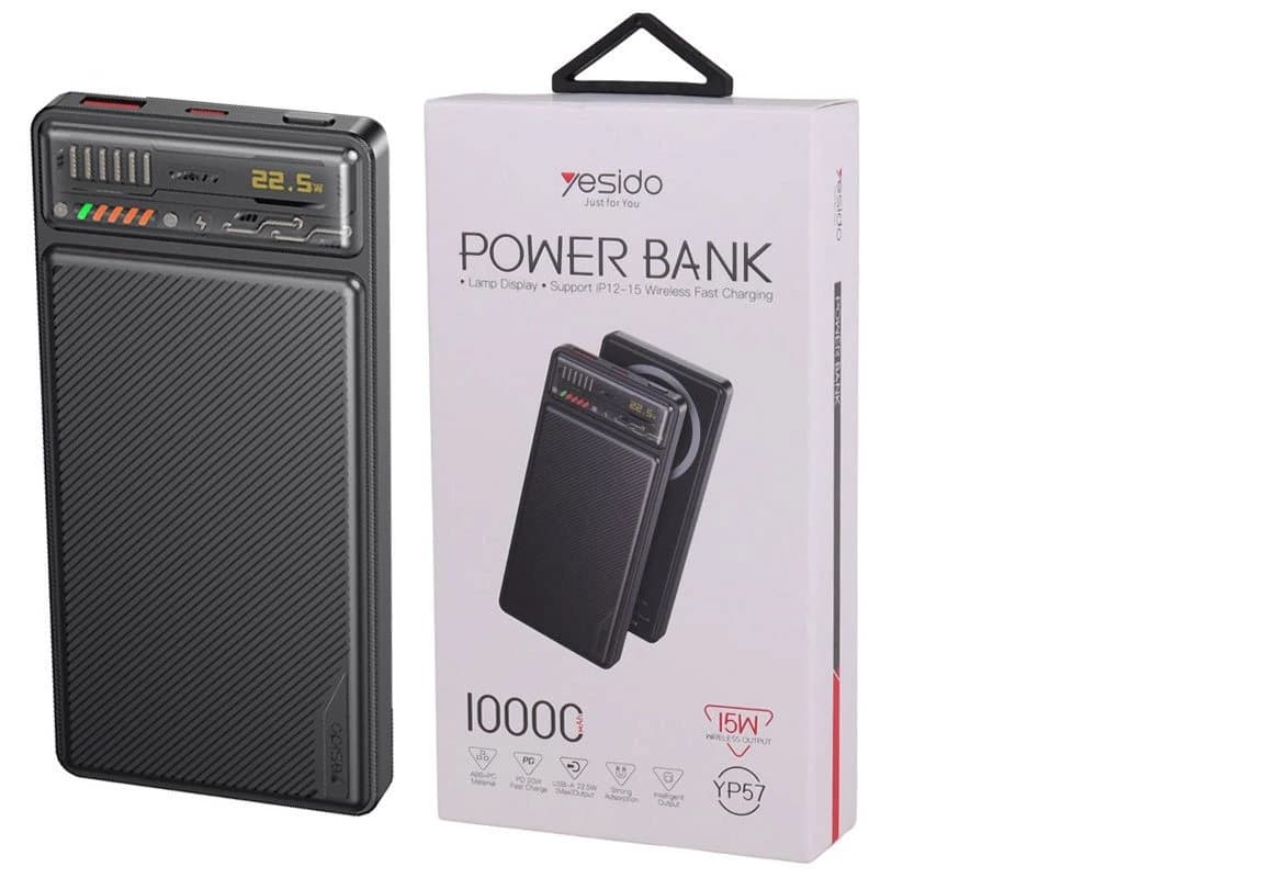 پاور بانک بی سیم فست شارژ یسیدو YP57 QC3.0 PD 22.5W ظرفیت 10000 میلی آمپر ساعت