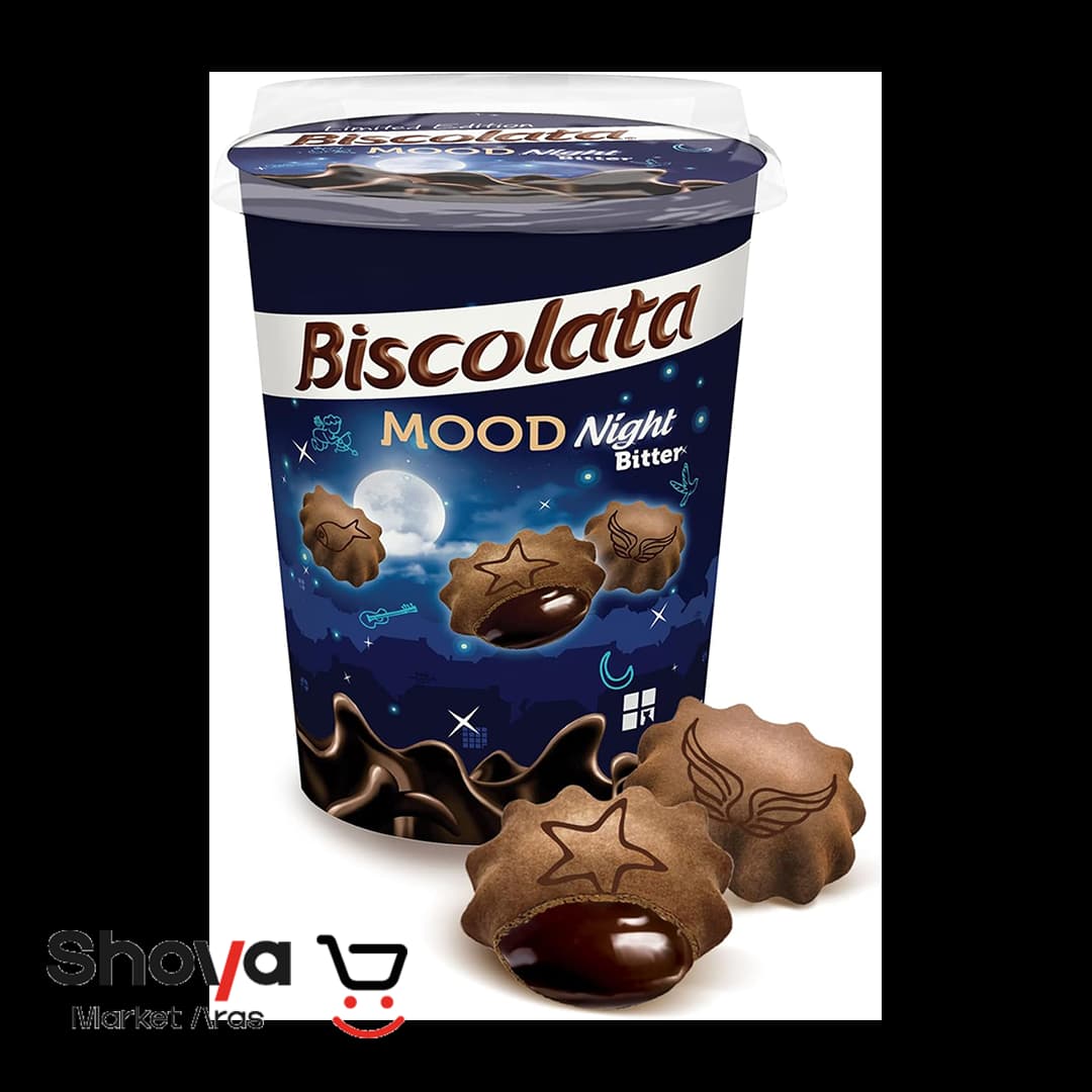 بیسکوییت لیوانی بیسکولاتا مود Biscolata Mood با مغز شکلات تلخ وزن 125 گرم