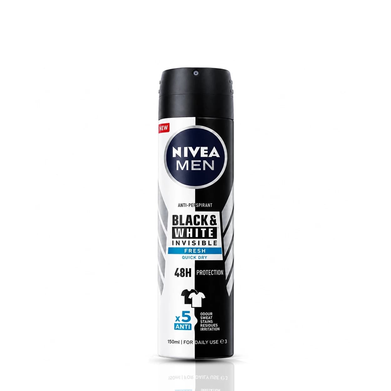 اسپری نیوا NIVEA ضد تعریق مردانه 1۵۰ میل مدل بلک اند وایت اینویزیبل Black & White Invisible کد 149