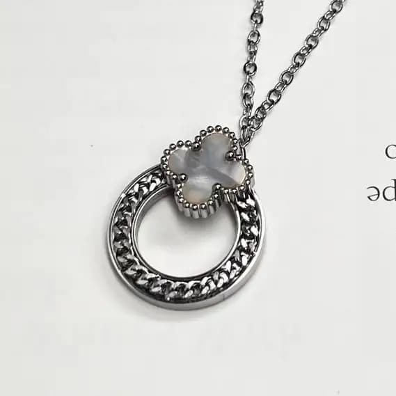گردنبند زنانه و دخترانه آویز ونکلیف حلقه ای ضد حساسیت رنگ ثابت کد etk