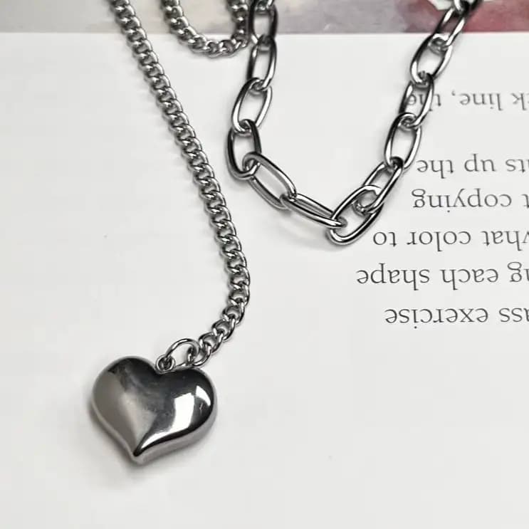گردنبند زنانه و دخترانه آویز تک قلب ضد حساسیت رنگ ثابت کد etk