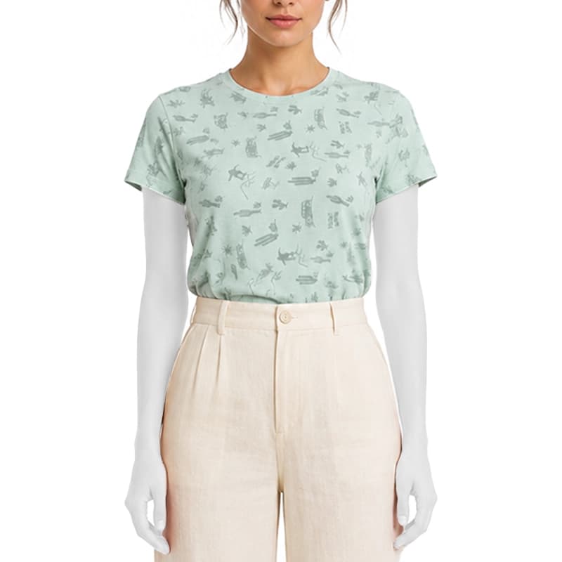تیشرت اچ اند ام H&M زنانه کبریتی پینترستی طرح کاکتوس و ماشین فانتزی کد 109
