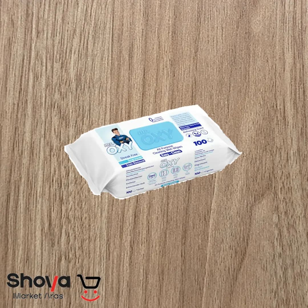 دستمال مرطوب MR.OXY رایحه صابون بسته 100 عددی — تصویر ۴