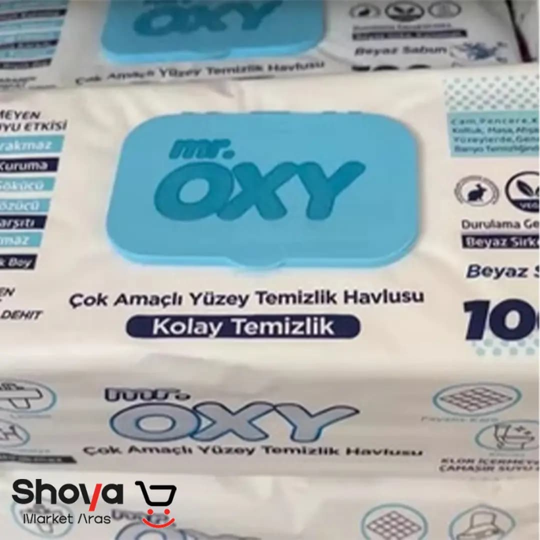 دستمال مرطوب MR.OXY رایحه صابون بسته 100 عددی — تصویر ۲