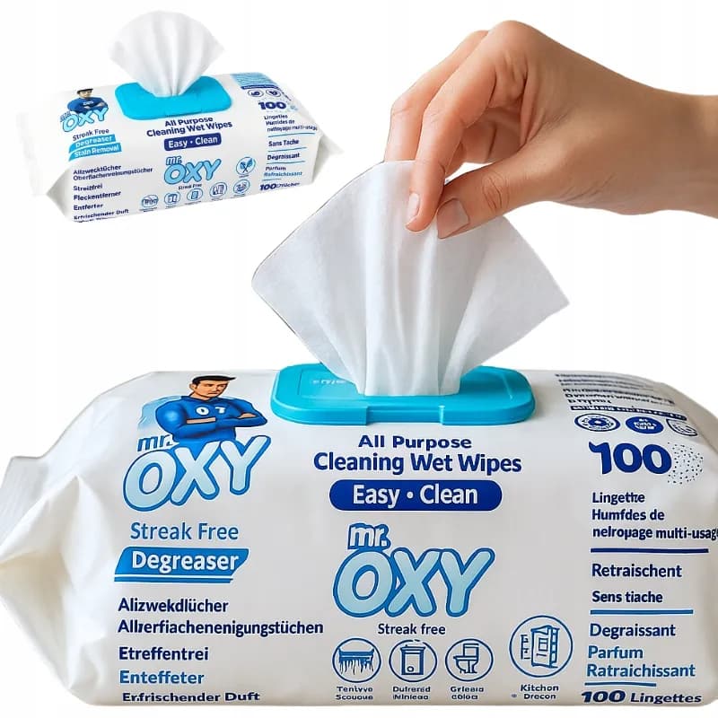 دستمال مرطوب MR.OXY رایحه صابون بسته 100 عددی — تصویر ۶
