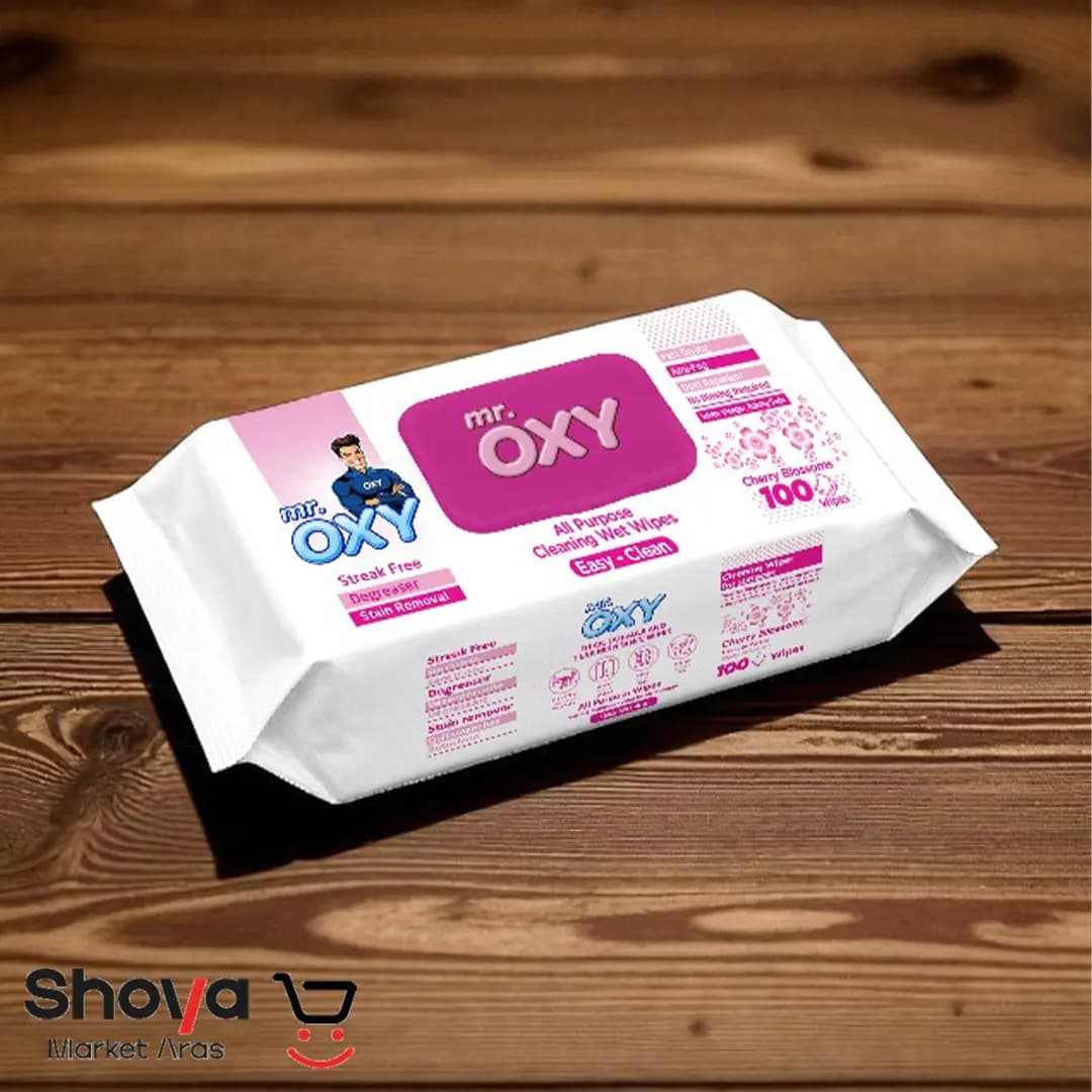 دستمال مرطوب MR.OXY مناسب انواع سطوح بسته 100 عددی — تصویر ۳