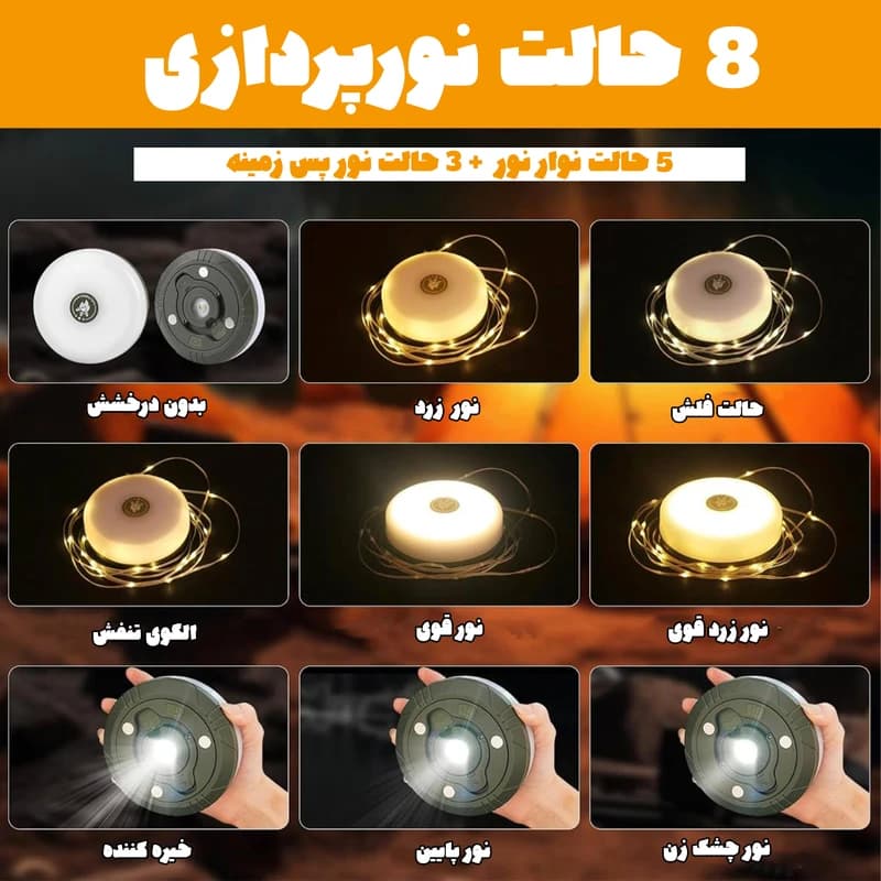 چراغ ریسه ای 10 متری کمپینگ — تصویر ۲