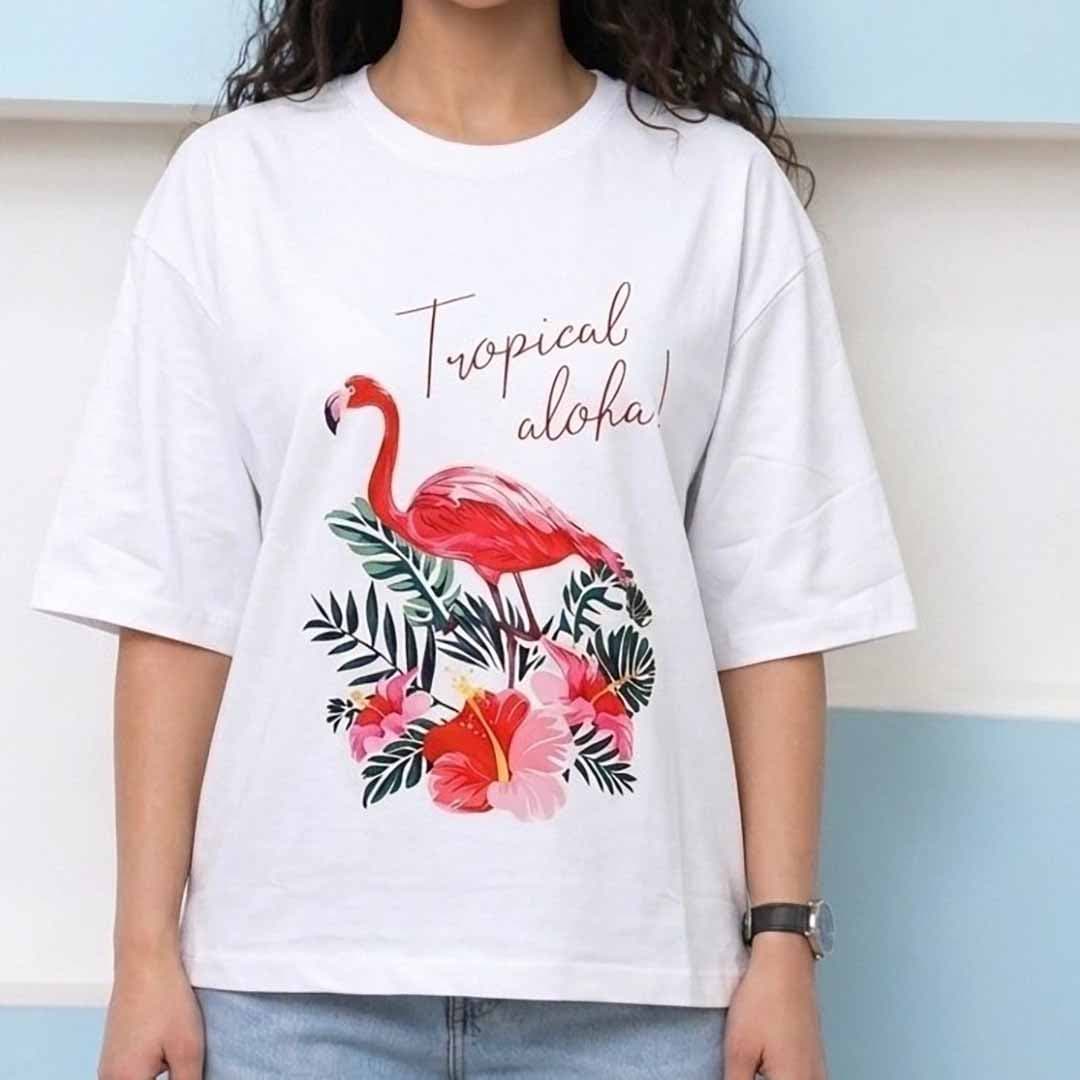 تیشرت باکسی فلامینگو دخترانه -کد T013 — تصویر ۳