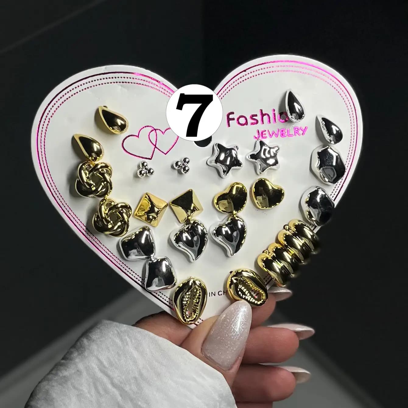 گوشواره پک 12 عددی فانتزی رنگ ثابت کد etk — تصویر ۷
