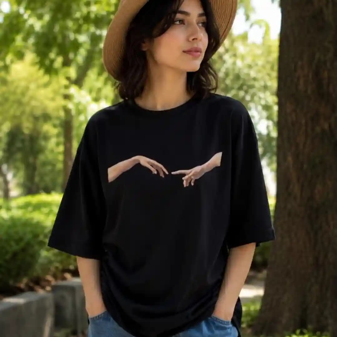 تیشرت باکسی طرحدار-کد t019 — تصویر ۲