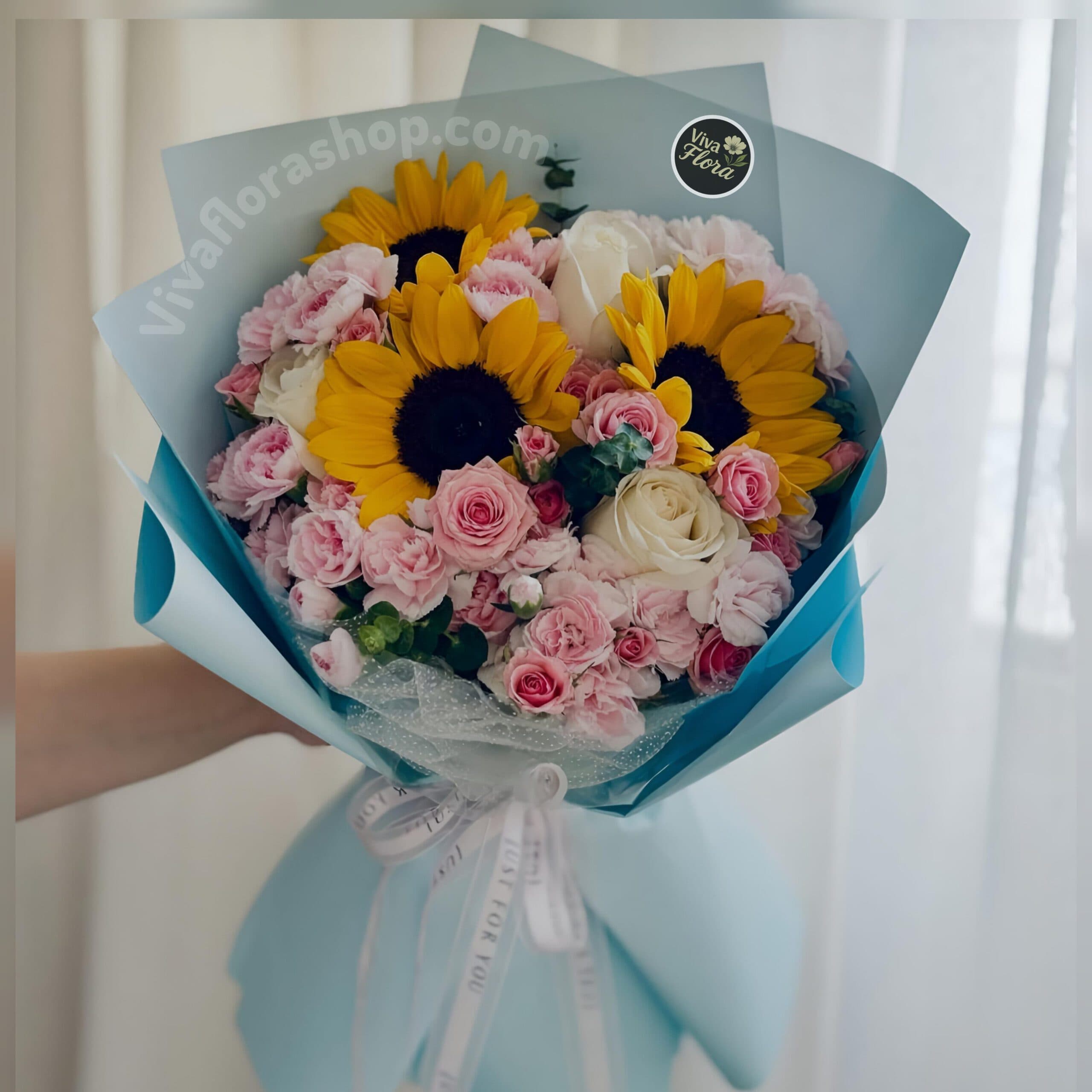 دسته گل روشنای آبی