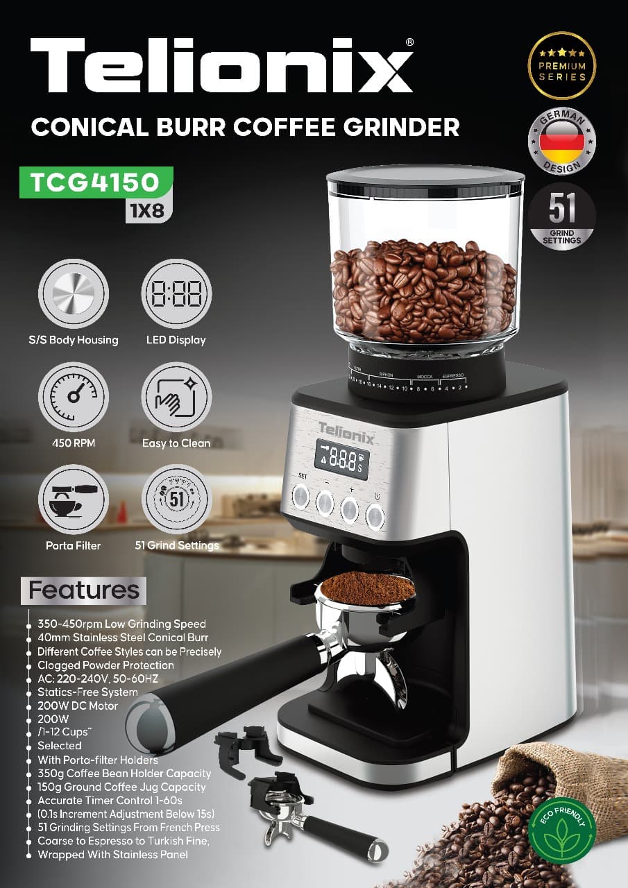 آسیاب قهوه تلیونیکس مدل TCG4150 توان 200 وات — تصویر ۴