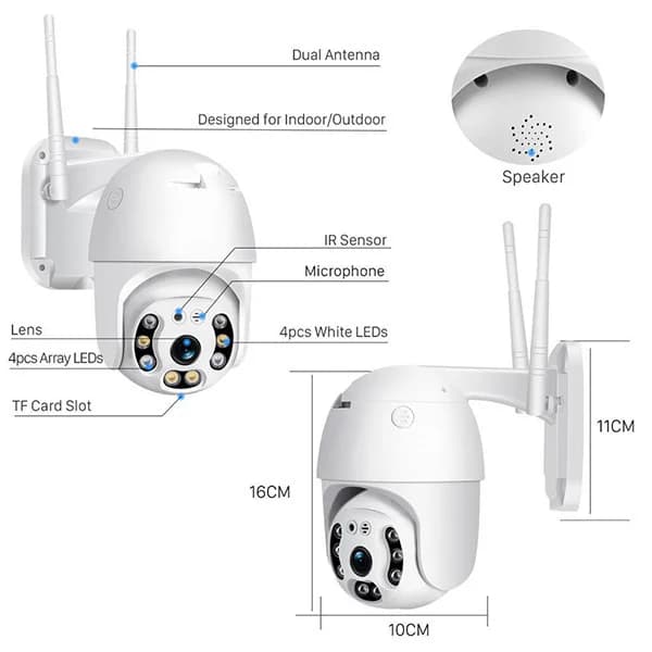 دوربین مداربسته مینی اسپید دام وای‌فای (Mini Speed Dome 2MP) — تصویر ۳