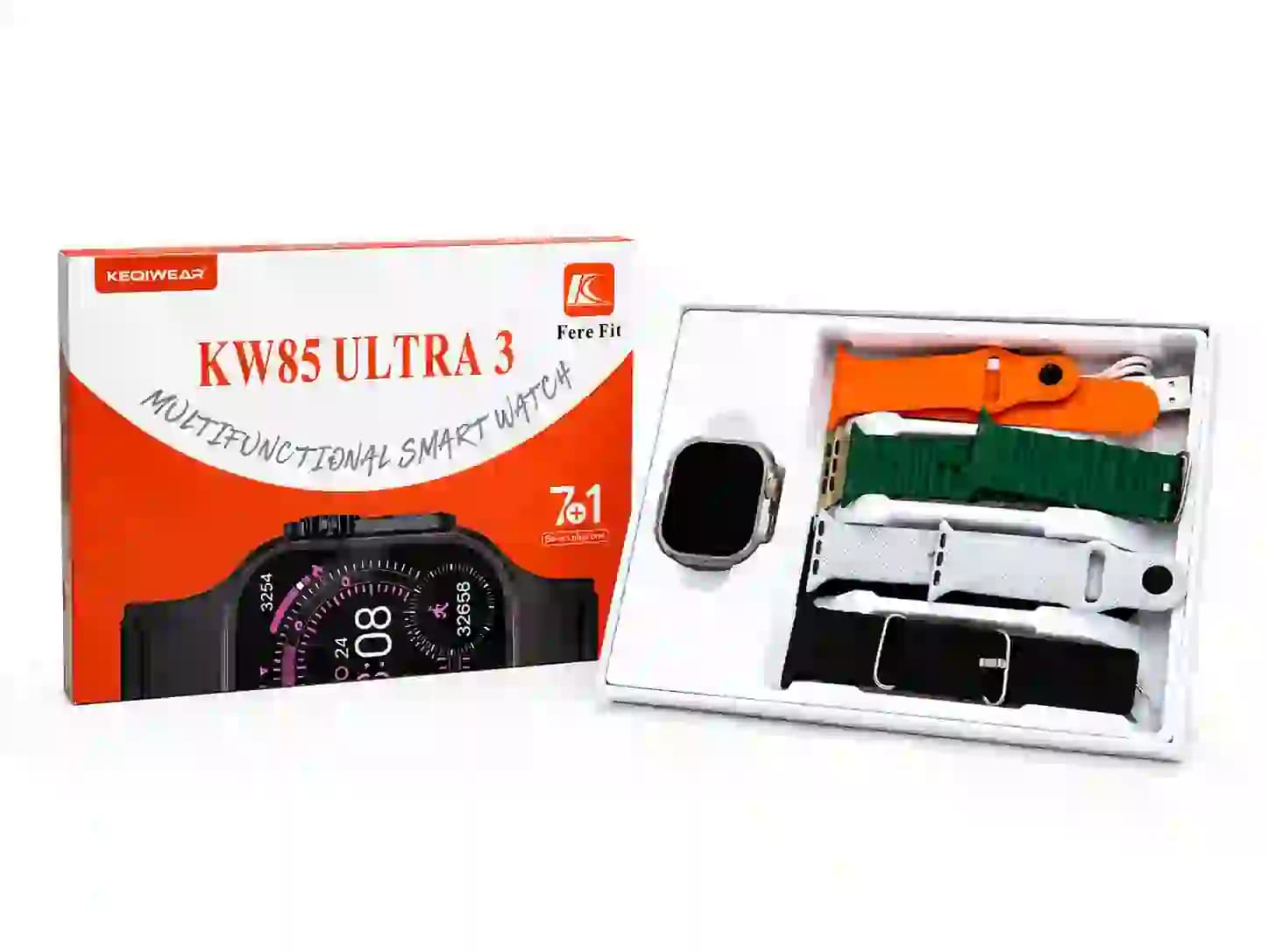 ساعت هوشمند کیوکر مدل KW85 Ultra3 با ۷ بند — تصویر ۴