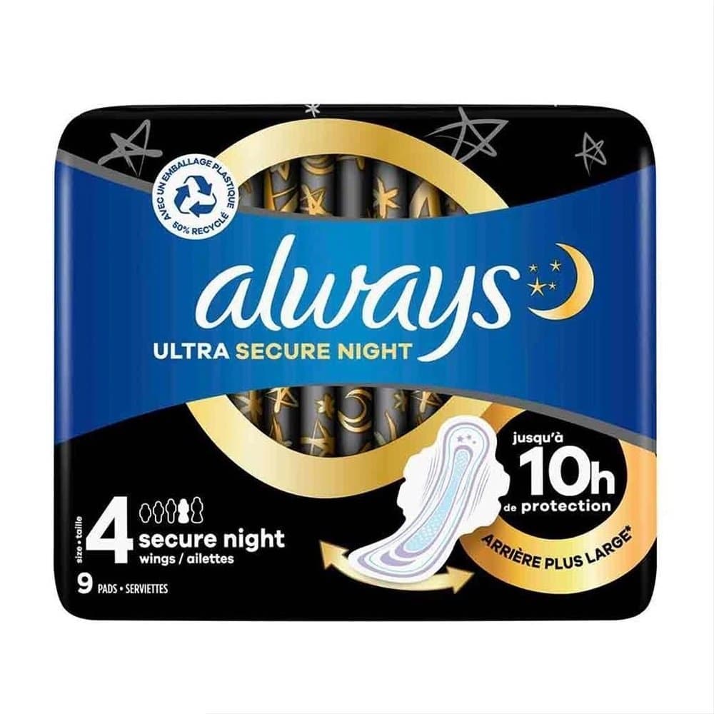 نوار بهداشتی شب الویز سایز 4 بزرگ Always Ultra Ultimate Night Max Protection | محافظت حداکثری در شب بسته7 عددی