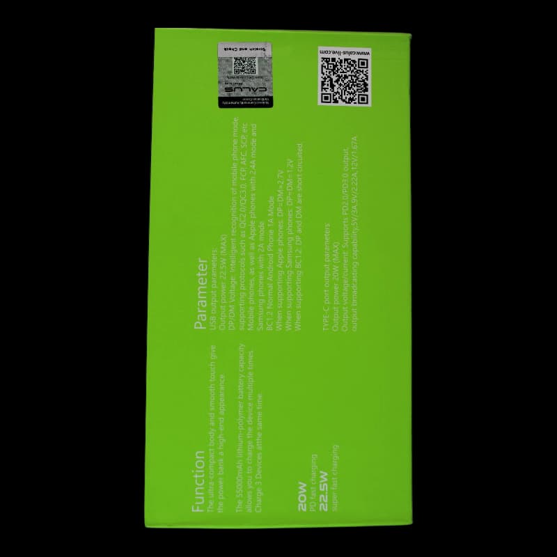 پاور بانک 55 هزار میلی آمپر ساعت کالوس مدل Fast-E55 max — تصویر ۸