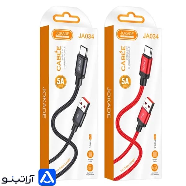 کابل شارژر یو اس بی (UCB) به تایپ سی (USB-C) جوکید مدل JA034 — تصویر ۳