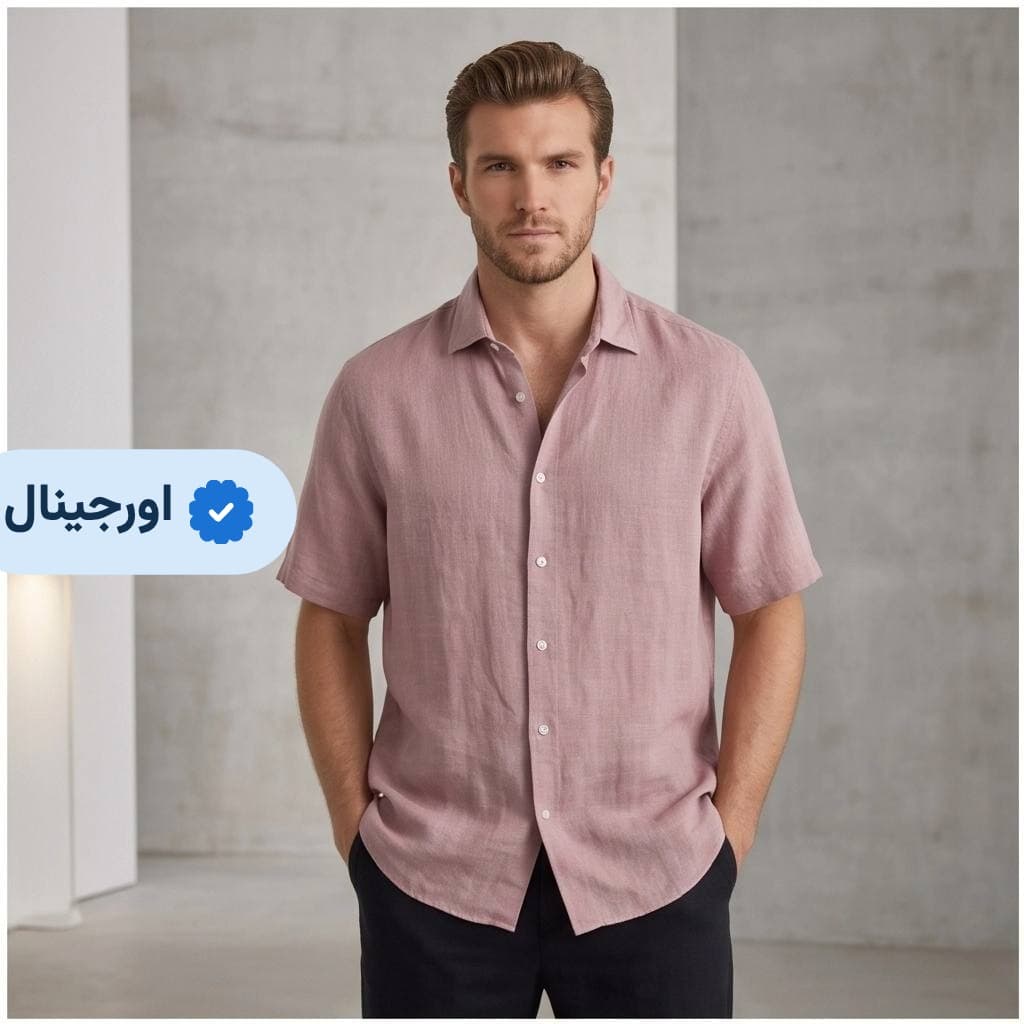 پیراهن آستین کوتاه لینن وارداتی ZARA- کالباسی