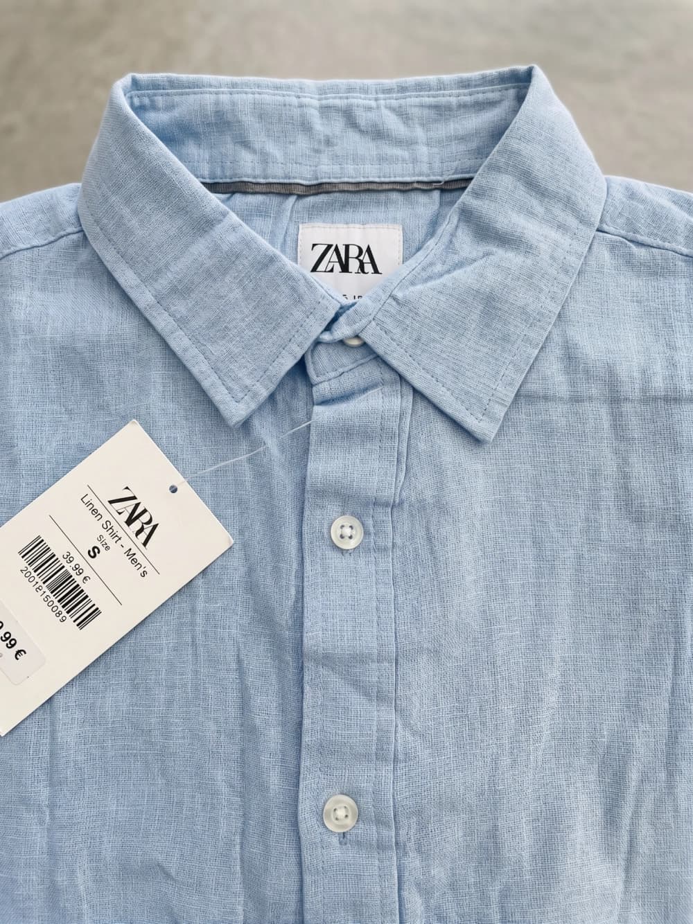 پیراهن آستین کوتاه لینن وارداتی ZARA- آبی — تصویر ۷