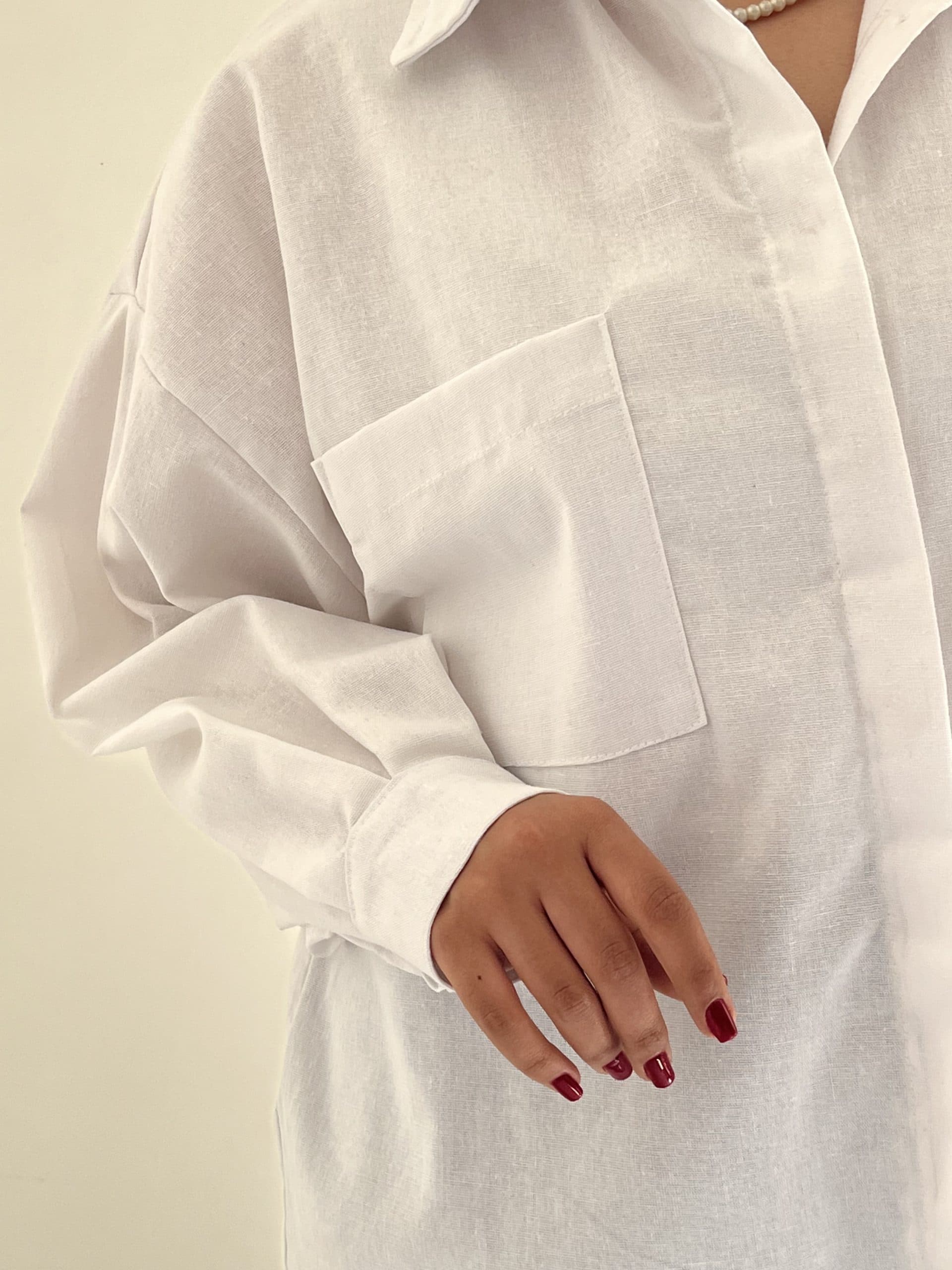 شومیز لینن سفید کد403 — تصویر ۳