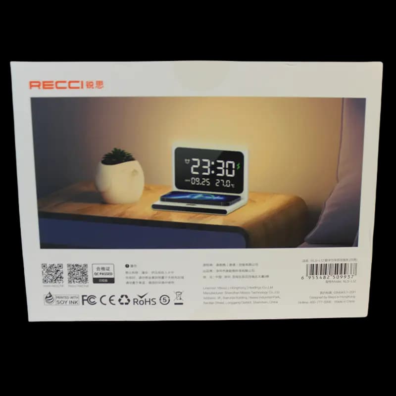 شارژر بی سیم و ساعت رومیزی RECCI مدل RLS-L12 — تصویر ۷
