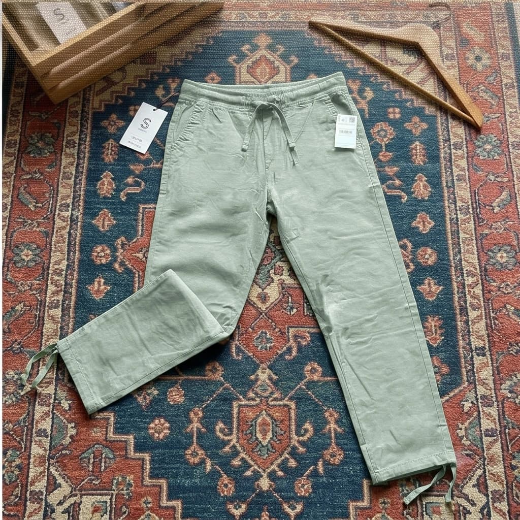 شلوار مردانه خنک کتان کاغذی رگولار Pull and Bear – سبز پسته ای روشن