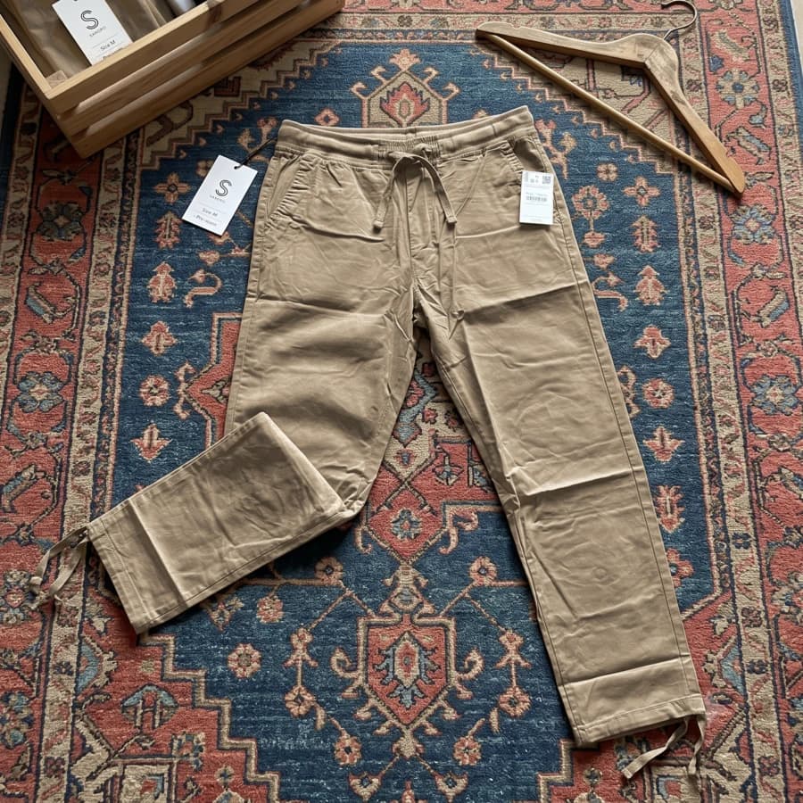 شلوار خنک مردانه کتان کاغذی رگولار pull and bear- نسکافه ای روشن