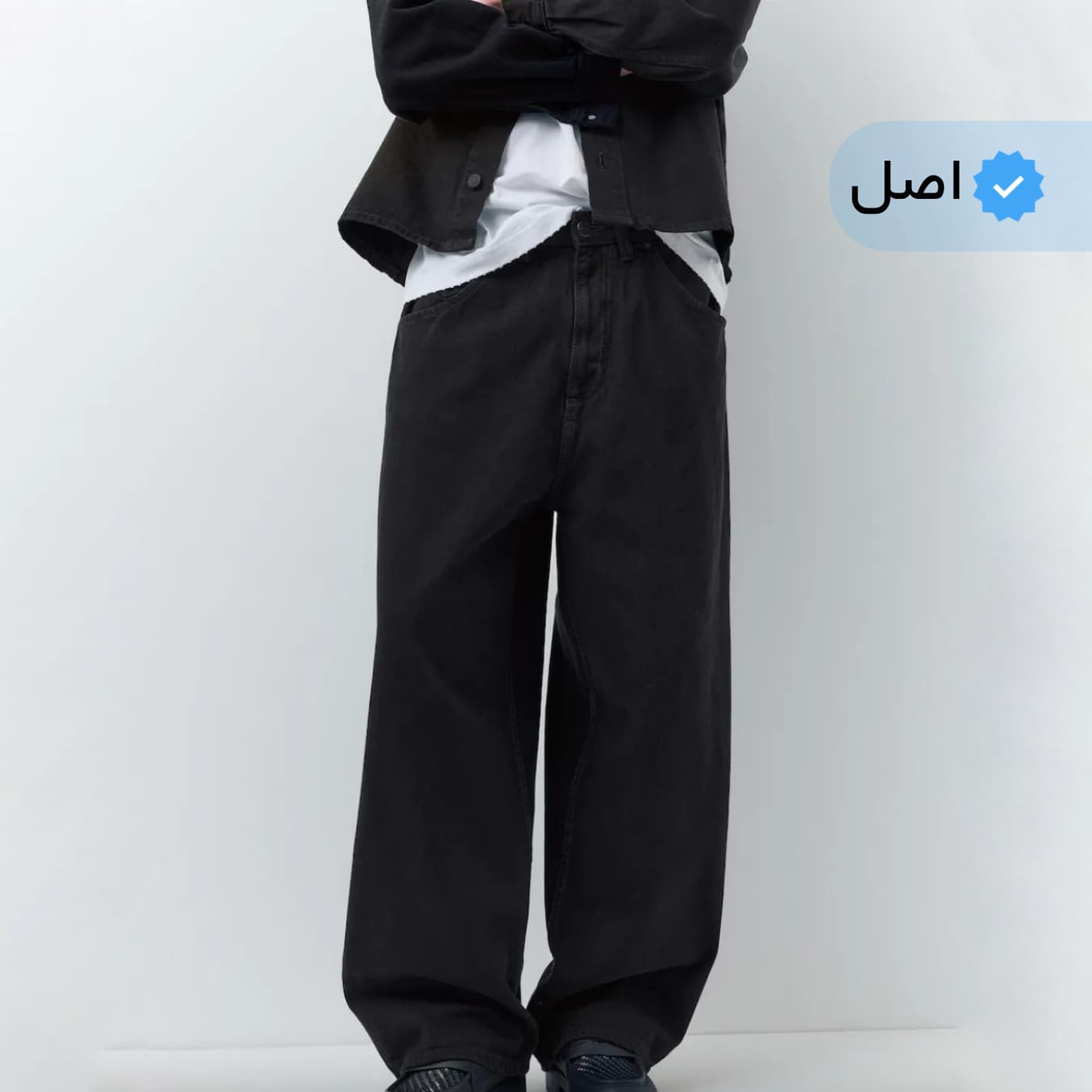 شلوار جین فول بگ مردانه مشکی پول اند بیر Pull&Bear کد ۰۱