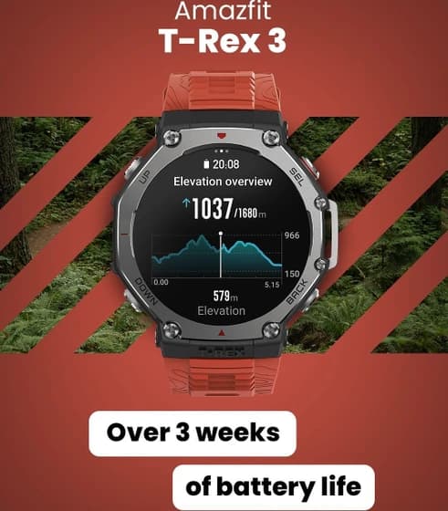 ساعت هوشمند شیائومی مدل Amazfit T-Rex 3 با نمایشگر AMOLED و بند سیلیکونی — تصویر ۴