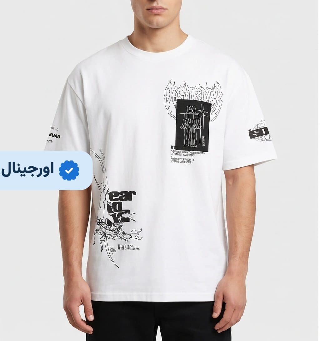 تیشرت باکسی طرح دار برند black-squad
