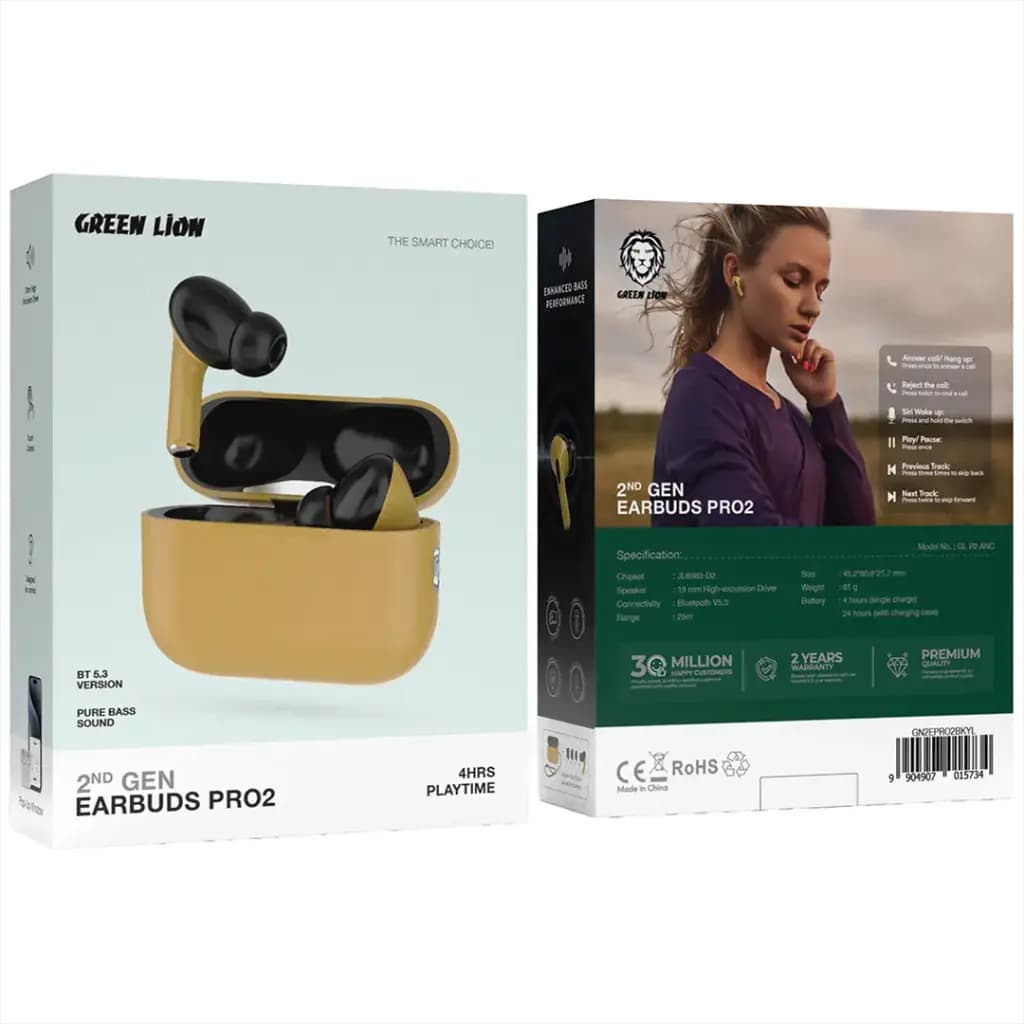 هندزفری بلوتوثی گرین لاین Green Lion مدل GN2EPRO2 با حذف نویز ANC — تصویر ۳