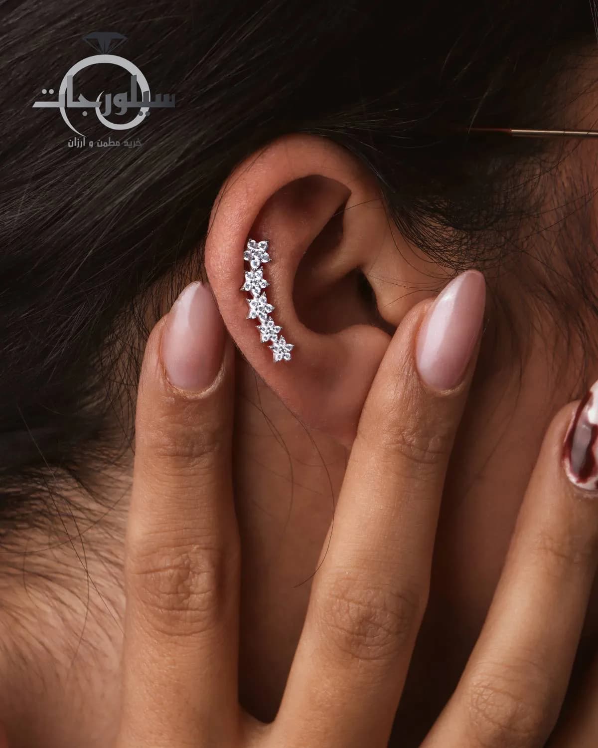 گوشواره نقره زنانه کد ER01014 — تصویر ۲
