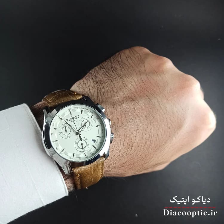 ساعت مچی مردانه برند تیسوت سه موتور مدل DO1152 بند چرم — تصویر ۵