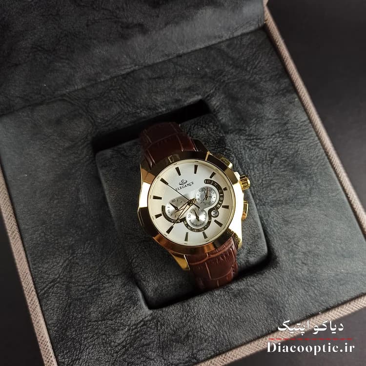 ساعت مچی ست برند الگانس مدل 1178 بند چرمی — تصویر ۳