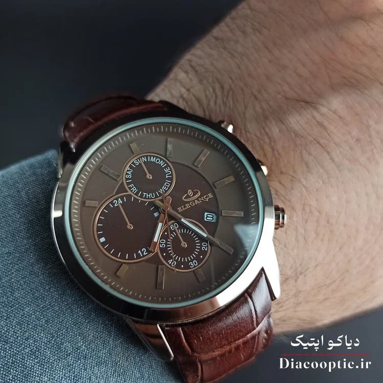 ساعت مچی مردانه موتور ژاپن برند الگانس مدل DO1197 بند چرمی — تصویر ۶