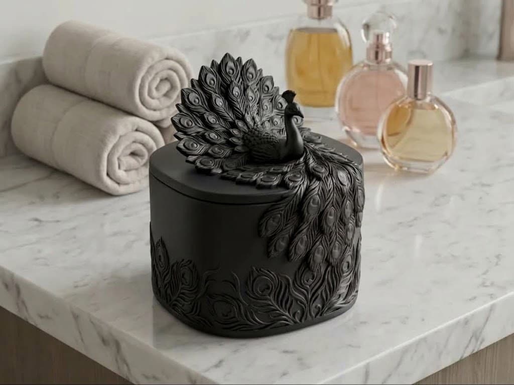 جعبه دکوری طاووس با درپوش