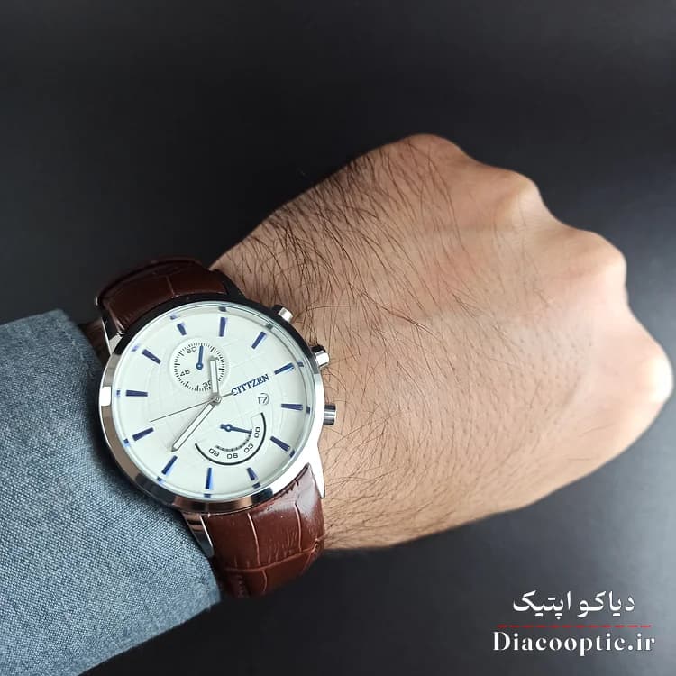 ساعت مچی مردانه موتور ژاپن برند سیتیزن مدل DO1202 بند چرمی — تصویر ۸