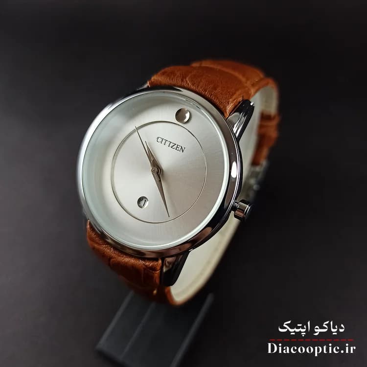 ساعت مچی زنانه موتور ژاپن برند سیتیزن مدل DO1207 بند چرمی — تصویر ۸