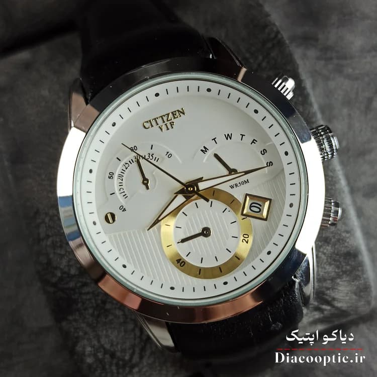 ساعت مچی زنانه موتور ژاپن برند سیتیزن مدل DO1215 بند چرمی — تصویر ۸