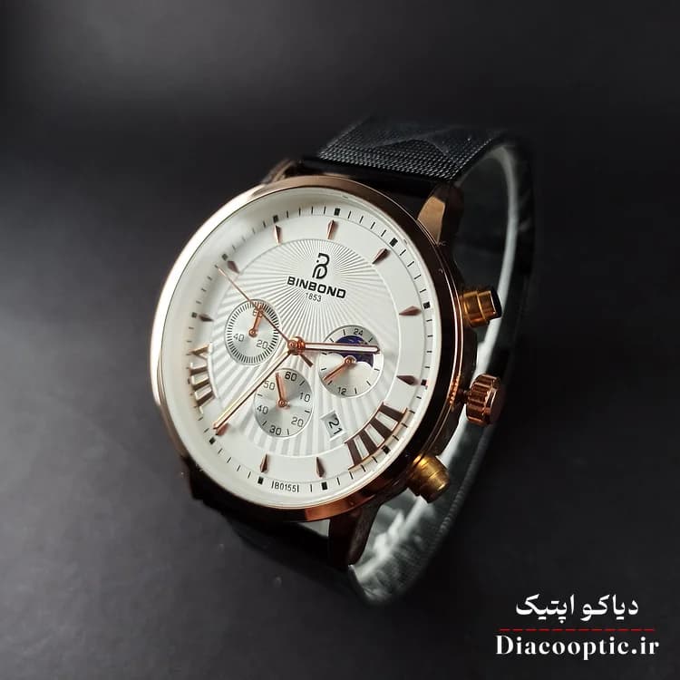 ساعت مچی مردانه برند بین باند سه موتور مدل Do1254 بند حصیری — تصویر ۳