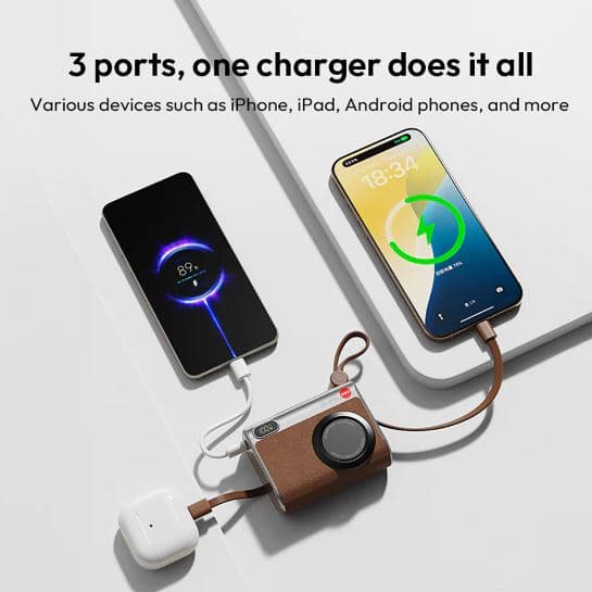 پاور بانک 10000میلی آمپرطرح دوربین کلاسیک شیائومی مدل Power Bank Mini Camera- کد20077 — تصویر ۳